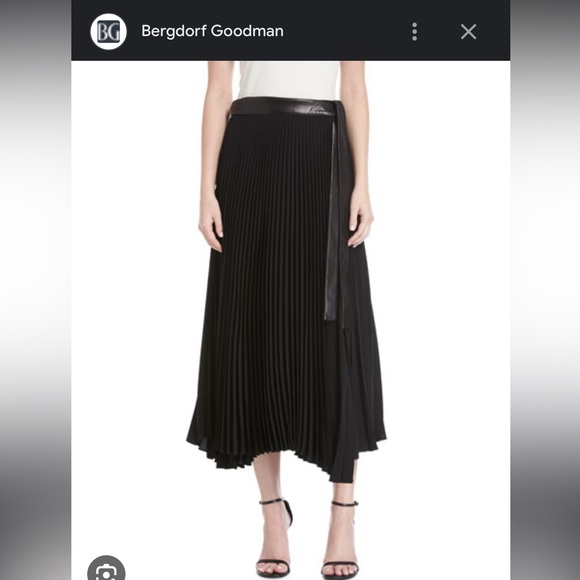 ALC black pleated wrap skirt with leather belt 4 - Picture 2 of 8